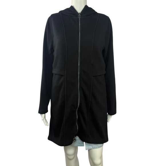 Athleta Black Hooded Full Zip Longline Athleisure Jacket Women's Size XS - Picture 6 of 11